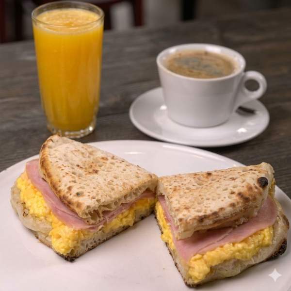 Saltimboca Criollo con Café o Té y Jugo de Naranja Thumbnail